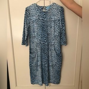 J McLaughlin blue cheetah dress L